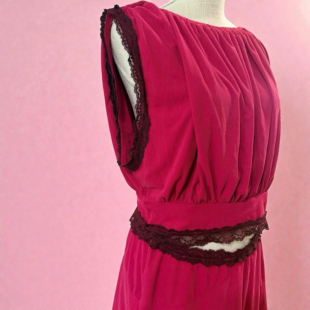 Free People 2 Piece Set Pink Crop Top & Skirt Outfit Boho Size‎ M NWT